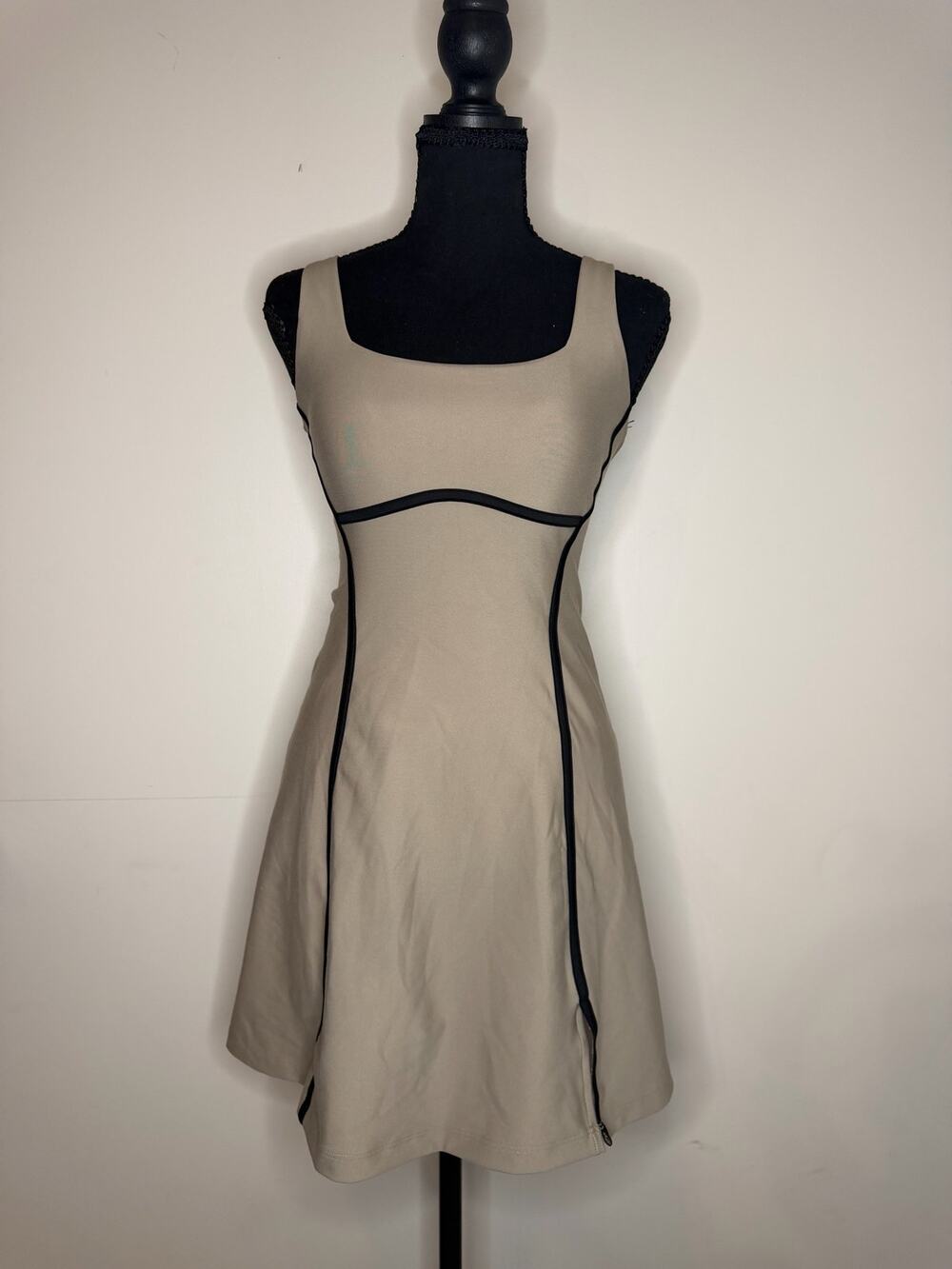 Abercrombie YPB sculptLUX Mini Dress Size S Taupe Black MSRP $80